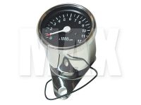 Chrom Omdrejningstæller m/beslag Sort 