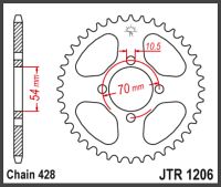 JT Bagkædehjul - JTR1206.42 CBR125 04-11