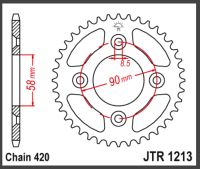 JT Bagkædehjul - JTR1213.37  STEEL CRF50