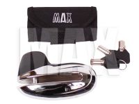 Skivebremselås, krom  9 mm m/beslag