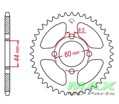 Bagkædehjul RacePro 832/38T FS1 DX50